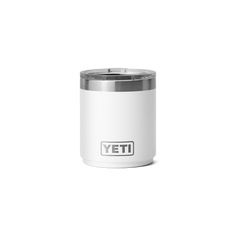 a white yeti cup with the word yet on it