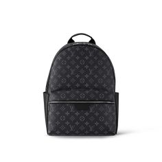 LOUIS VUITTON® - Discovery Backpack Mm - Eclipse Lv Backpack Men, Luxury Travel Backpack With Logo, Luxury Black Backpack With Logo, Luxury Logo Backpack, Random Belongings, Boy Wishlist, Mochila Louis Vuitton, Masculine Monogram, Mens Designer Bag