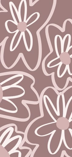 a pink and white flower pattern on a brown background