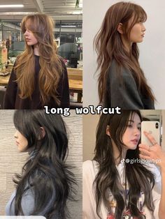 Curling Tips, Long Wolfcut Haircut With Bangs, Haircut Wavy, Haircut Straight, Haircut With Bangs, Long Wolfcut Haircut, Hairstyles For Layered Hair, Hair Curling