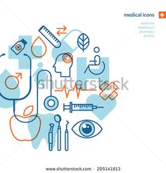 medical icons in the shape of a circle with an eye and syoscopes