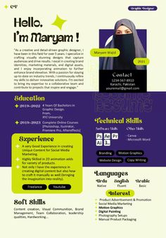 a modern and professional resume template with an image of a woman in hijab