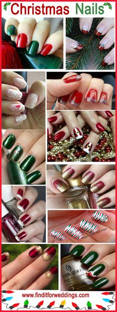 Christmas nail designs Nail  www.finditforweddings.com  Art Red Green Nagel Stamping, Nails 2016, Unghie Nail Art, Nails Christmas, Holiday Nail Art, Christmas Nail Designs