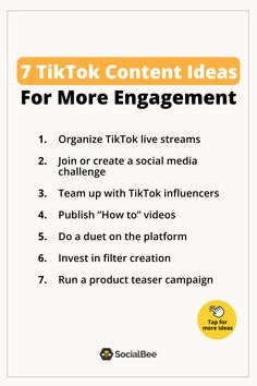 the 7 tiktok content ideas for more engagement infographical tips on social media