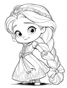 the princess aurora from disney's frozen kingdom coloring page with her long hair and big eyes