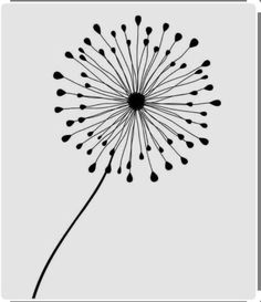 a dandelion is shown in black and white, with small dots on it