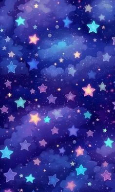 stars in the night sky with blue and pink colors, all on one wallpaper