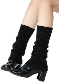 Winter Acrylic Socks, Trendy Black Winter Socks, Casual Acrylic Winter Socks, Trendy Black Socks For Winter, Warm Solid Socks For Fall, Casual One Size Acrylic Socks, Casual Acrylic Socks For Winter, Cozy Warm Knit Knee-high Socks, Thick Acrylic Casual Socks