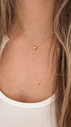 14K Gold Heart Necklace | Puff Heart Necklace | Dainty Heart Gold Necklace | Solid Gold Heart Necklace | 16"+2"This beautiful Puff Dainty Heart, can be worn as a choker, as a layering piece or part of a layering necklace set. It will add a statement to your outfit. It can be combined with multiple chains of different lengths to give the messy chains look. It comes available in this tricolor gold color only. ♦ Materials: 14K Yellow Gold♦ Available colors: Yellow Gold ♦ Necklace measurements: 16" Dainty Heart Necklace, Heart Detail Jewelry, 14k Gold Necklace With Heart Charm, Yellow Gold Heart Bead Necklace For Everyday, Delicate Gold Heart Necklace Tarnish Resistant, Tiny Heart Necklaces For Anniversary, Dainty Gold Heart Necklace Tarnish Resistant, Heart Cut Everyday Necklace With Heart Charm, Everyday Heart Necklace With Open Heart Beads