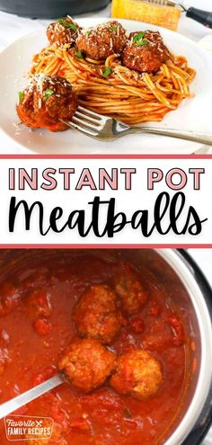 instant pot meatballs recipe with spaghetti and tomato sauce