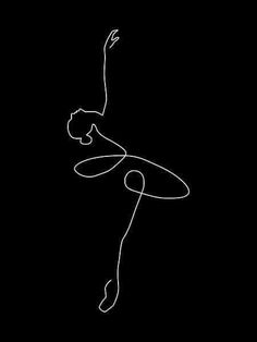 a white line drawing of a ballerina on a black background