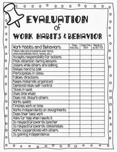 an employee's work habit and behavior chart