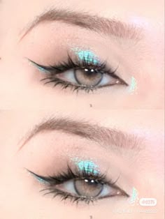 Blue Korean Makeup, Mermaidcore Makeup, Blue Makeup Inspo Aesthetic, Blue Siren Makeup, Blue Fairy Makeup Tutorial, Ethereal Makeup Blue, Eye Makeup For Small Eyes, Makeup For Deep Set Eyes, Eye Makeup Inspiration