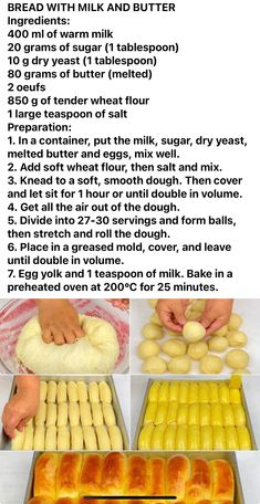 the instructions for making bread rolls are shown