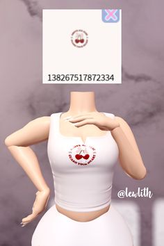 a female mannequin wearing a white top and holding a sign above her head