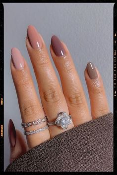 Fall Nail Trends, Fall Gel Nails, Gradient Nails, Oval Nails, Dipped Nails