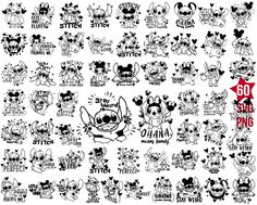 mickey mouse stickers are shown in black and white