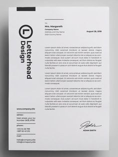 a white letterhead with black lettering on it