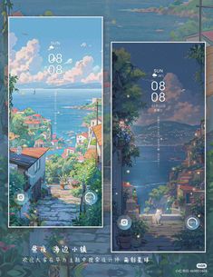 an advertisement for the upcoming smartphone phone, featuring a scenic view of the ocean and town