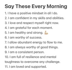 a poem that says, say these every morning i have a positive minds in all