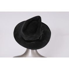 A very chic fedora designed by the famous Italian hat maker Borsalino is unusual because it is made from angora and trimmed with a black patent leather hat band. It is in excellent condition.  Measurements; Interior circumference 21 1/2"  54 cm Formal Leather Felt Hat With Short Brim, Western Style Leather Fedora For Formal Occasions, Classic Black Leather Fedora, Formal Leather Wide Brim Felt Hat, Formal Leather Hat With Short Brim, Elegant Adjustable Leather Fedora, Vintage Black Fur Felt Fedora, Black Leather Fedora Felt Hat, Black Vintage Fur Felt Fedora