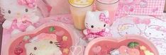 hello kitty birthday party supplies including plates, cups and napkins