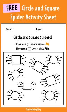 the free printable spider and square activity sheet