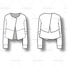 the front and back views of a women's jacket