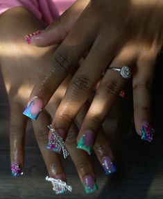 Cute Bling Nails, Nails Sets, Gel Nails Diy, French Tip Acrylic Nails