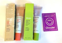 Set of two Glossier Balm Dotcom Universal Salve You will receive Wild Fig and Coconut Balm.  Also, included is an exclusive Glossier Winter 2023 Sticker The boxes show some wear, but the items inside are brand new Full Size Coconut Balm Dotcom, Glossier Balm, Glossier Balm Dotcom, 2023 Sticker, Balm Dotcom, Winter 2023, Christmas List, Sticker Set, Beauty Skin