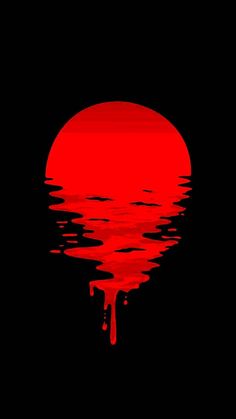 the sun is reflected in the water and it looks like blood