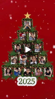 a christmas tree with pictures on it and the number 2055 in front of it