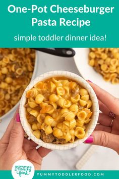 Ground Beef Pasta. With Text Reading: One-Pot Cheeseburger Pasta Recipe. Ground Beef Mac And Cheese, Veggie Recipes For Kids, Pasta Recipe For Kids, Hidden Veggie Recipes, Beef Mac And Cheese, Simple Pasta Recipe, Healthy Family Meal, Homemade Cheeseburgers, Kids Pasta