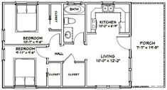 the floor plan for a two bedroom apartment with an attached bathroom and living room area