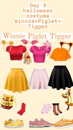 an animated image of winnie the pooh character's clothes and shoes for halloween