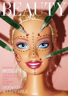 a magazine cover with an image of a woman's face and arrows on her forehead