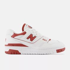 New Balance Womens 550 Fashion Sneakers Size-11 Color-White Bricked Red New Balance Shoes Red, Red New Balance 550, White And Red Shoes, Red New Balance Shoes, Red Sneakers Women, New Balance 550 Red, White And Red Sneakers, Red And White Shoes, Red And White Sneakers