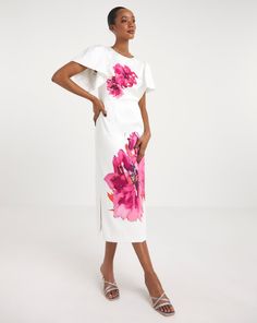 Our Joanna Hope Column dress is a statement piece for any occasion. Crafted from premium a satin and designed in a fabulous placement print, this dress falls at our Midi length. Color Block Blazer, Stretch Satin Dress, Placement Print, Column Dress, Dresses Women, Stretch Satin, Satin Dress, 60th Birthday, Womens Midi Dresses