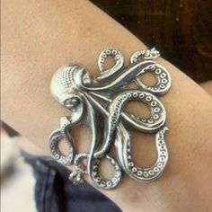 Sweet Bracelet! 8-1/2” Adjustable Length Octopus Bracelet, Womens Jewelry Bracelets, Octopus, So Cute, Women Jewelry, Bracelet, Silver, Women Shopping, Color