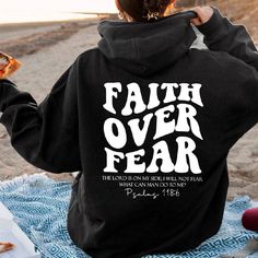 Check out Faith Over Fear Sweatshirt,Christian Shirt,Bible Verse Hoodi, the latest item I added on eBay! #eBay #eBaySeller Fear Of The Lord, Christian Bible Verses, Christian Shirt, Knowing God, Christian Shirts, Fabric Names, Apricot