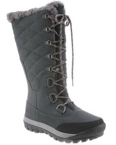 Quilted action leather with faux leather and suede upper 12" shaft height Tall Lace Up Boots, Short Brown Boots, Snow Boot, Warm Boots, Comfortable Boots, Brown Ankle Boots, Winter Boots Women, Bearpaw Boots, Black Booties