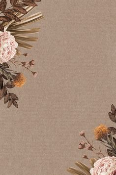 an image of flowers and leaves on a beige background