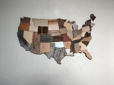 a map of the united states made out of wood