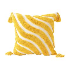 yellow groovy wavy striped tufted cushion cover Dark Academia Aesthetic Room, Fall Bedding Sets, Pastel Aesthetic Room, Vintage Bedding Set, Indie Aesthetic Room, Couch Surfing, Pastel Bedding, Yellow Decorative Pillows, Polka Dot Bedding