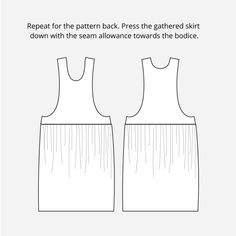 the front and back view of a sleeveless dress