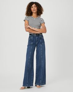 Portia Wide Leg Jean - Bronx Blue | Size 24 Wide Legged Jeans, Paige Jeans, Swimwear Collection, Bottom Clothes, Vintage Jeans, Work Casual, Bronx, Vintage Denim, Denim Fashion