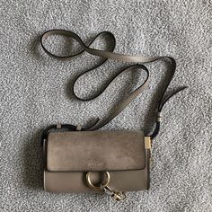 Chloe Faye Mini In Popular Gray! Leather And Hardware Are In Good Condition. The Suede Part Has Dark Marks. Mini Handbag, Dark Mark, Chloe Faye, Gray Leather, Mini Handbags, Chloe, Shoulder Bags, Bag Lady, Shoulder Bag