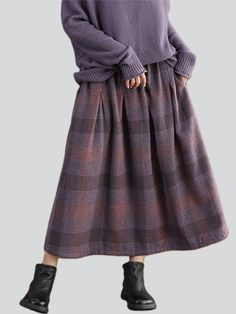 Description Product ID: BT2051396 Material: 10% Fleece, 30% Acrylic, 60% Polyester Pattern: Plaid Season: Autumn, Winter Style: Fashion, Casual, Vintage Occasion: Daily, Party, Dating Package included 1 * Skirt Size Chart (Asian Size): Please allow 1-3 cm measured error. Size Length Waist Hip One Size 79cm | 31.1 in 68cm - 102cm | 26.8'' - 40.2 in 158cm | 62.2 in Fall Blue Relaxed Fit Skirt, Blue Relaxed Fit Skirt For Fall, Non-stretch Full Length Fall Skirt, Winter Long Skirt With Pockets, Winter Bottoms With Pockets, Long Skirt Style, Baggy Cotton Skirt For Fall, Winter Casual Non-stretch Skirt, Long Skirt With Pockets For Winter, Casual Midi Skirt For Winter