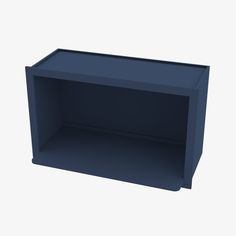 an empty blue shelf on a white background