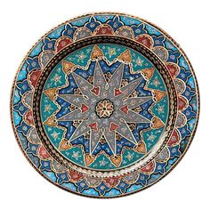 a colorful plate with an intricate design on it